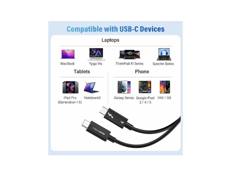 Acasis  TB200 40Gbps Thunderbolt 4 Data Cable PD 100W 8K60Hz 2M