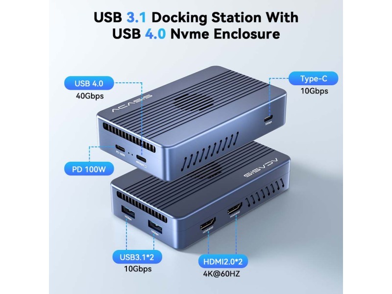 Acasis TBU405Max 8-in-1 40Gbps SSD Enclosure & Dock Compatible with Thunderbolt