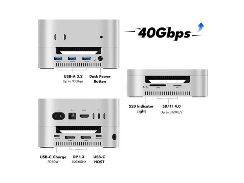 Acasis 40Gbps Mac mini M4 Dock & Dual-Bay SSD Enclosure