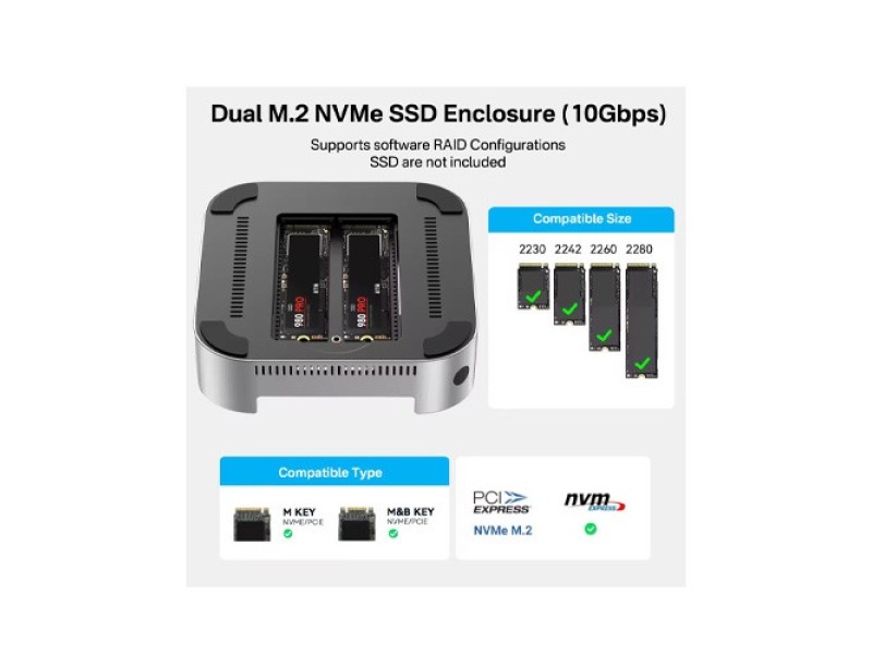 Acasis 40Gbps Mac mini M4 Dock & Dual-Bay SSD Enclosure