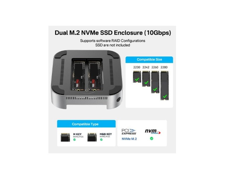 Acasis M001 10Gbps Mac mini M4 Dock &Dual -Bay SSD Enclosure