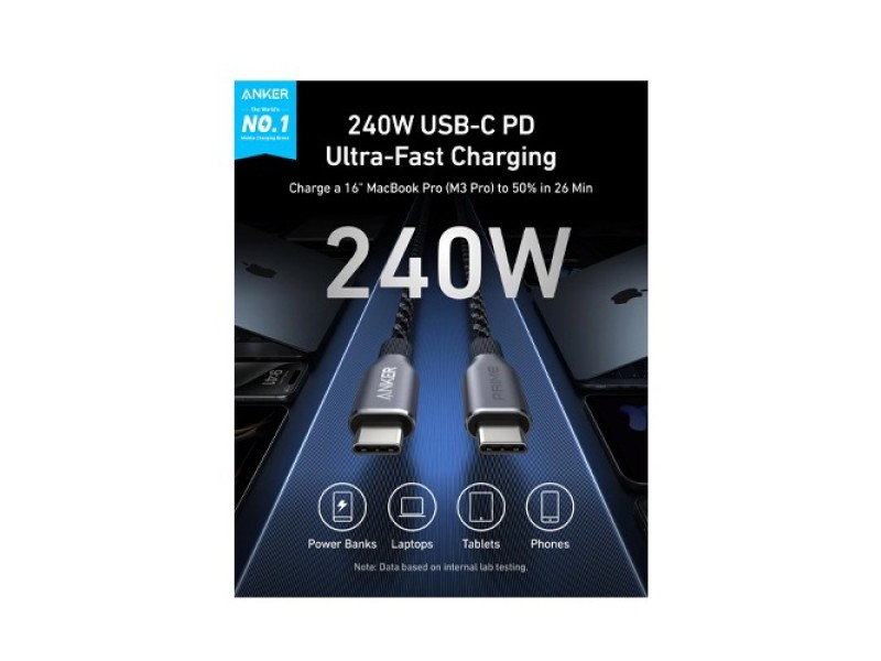 ANKER PRIME A88E2 ULTRA DURABLE FAST CHARGING CABLE 240W 1.8M