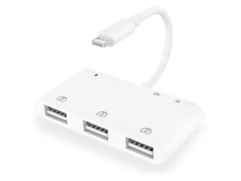 COTEetCI 6 in 1 Lightning Hub RJ45 Ethernet OTG Card Reader Adapter