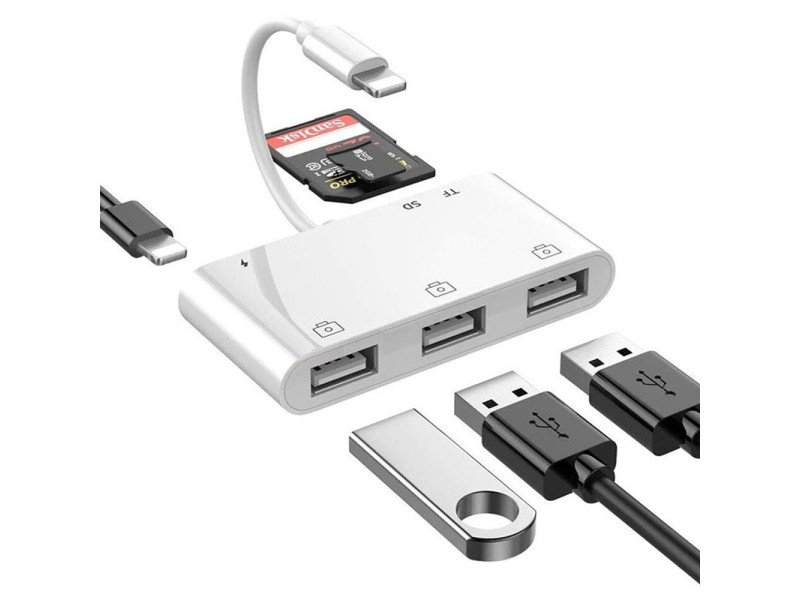 COTEetCI 6 in 1 Lightning Hub RJ45 Ethernet OTG Card Reader Adapter