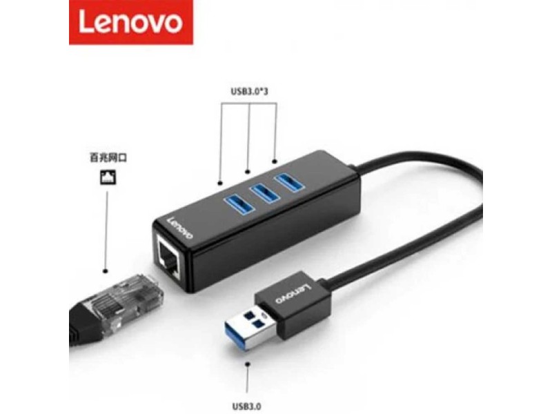 Lenovo USB 3.0 to RJ45 Gigabit Ethernet Port and USB 3.0 x 3 Adapter