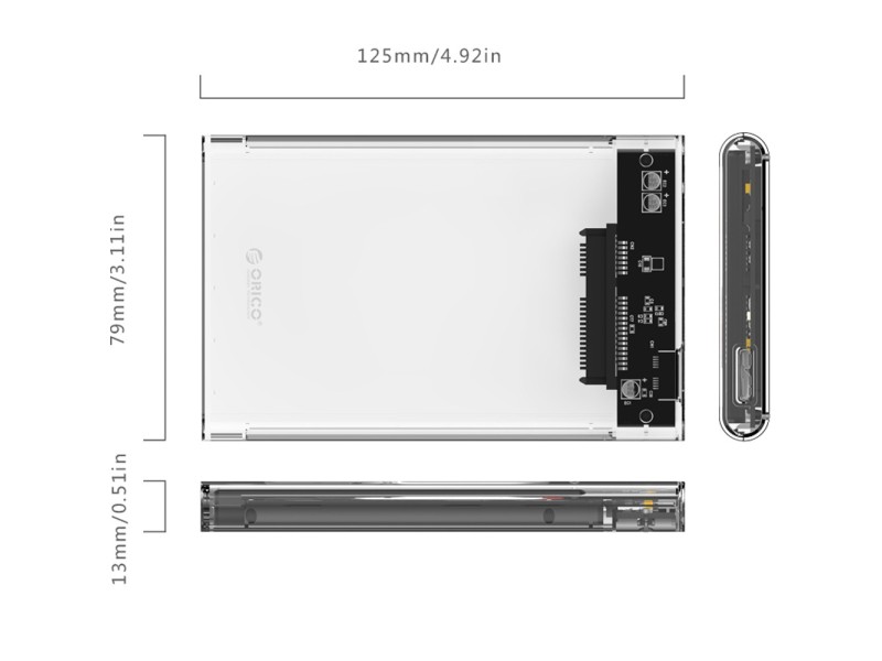 ORICO 2.5 INCH 2139U3 TRANSPARENT USB 3.0 HARD DRIVE ENCLOSURE