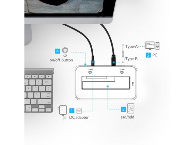 ORICO 6619SUS3 DUAL BAY 2.5INCH AND 3.5INCH SATA USB 3.0 HDD ENCLOSURE WITH DOCKING STATION