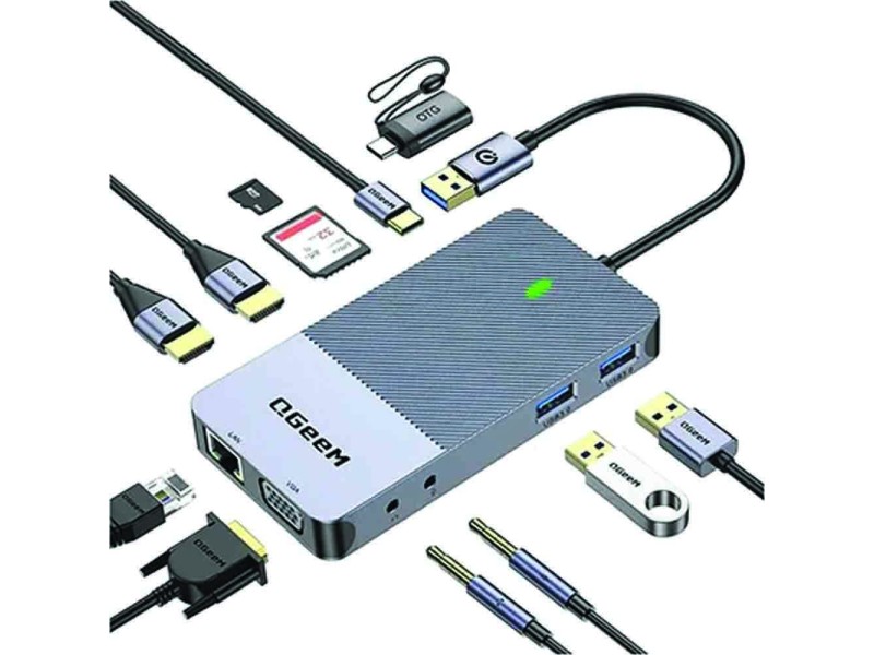 QGEEM USB 3.0 WITH 2K 3 DISPLAY DOCKING STATION