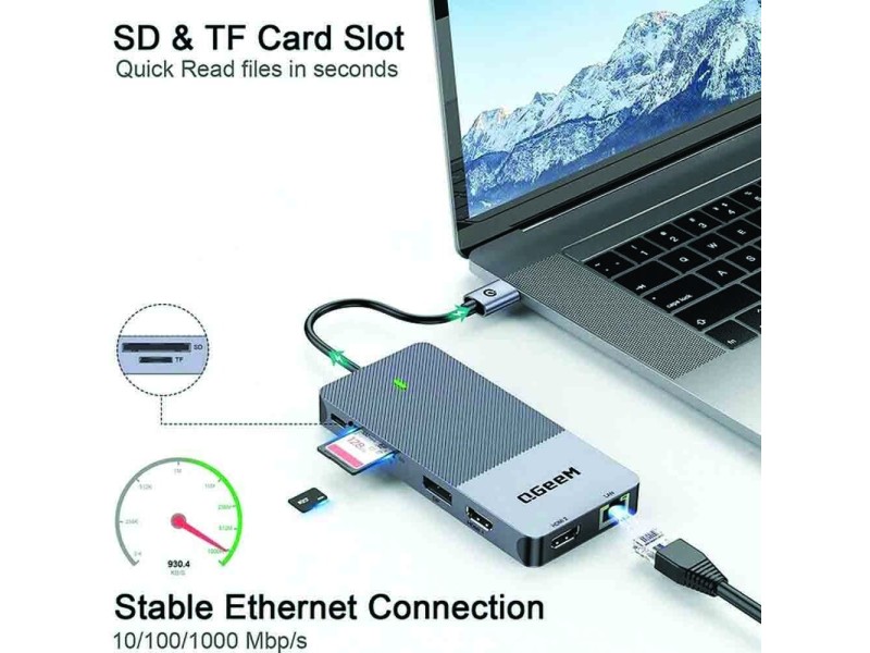 QGEEM GIQ 11-IN-1 4K USB-C DISPLAY LINK DOCKING STATION (D6906P)