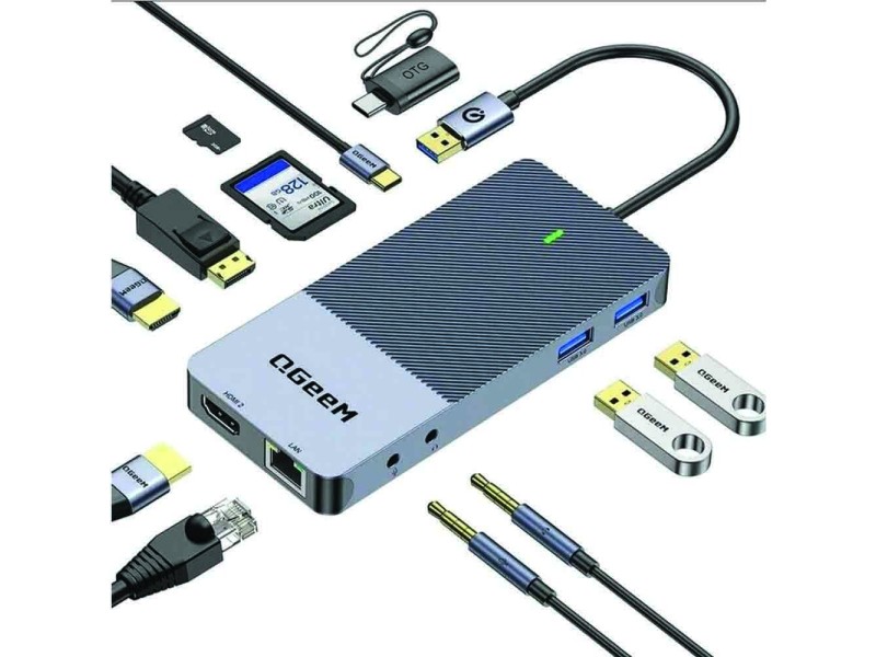 QGEEM GIQ 11-IN-1 4K USB-C DISPLAY LINK DOCKING STATION (D6906P)