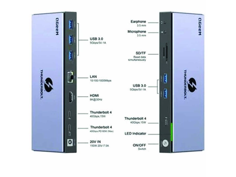 QGEEM TB4 PRO 15-IN-1 THUNDERBOLT 4 DOCKING STATION
