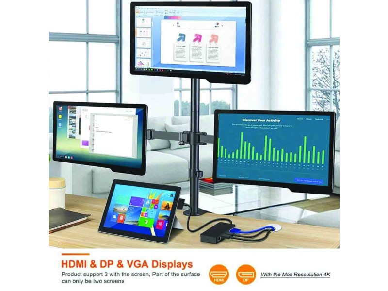 Surface Pro Dock For Surface Pro 4/5/6 Hub Docking Station