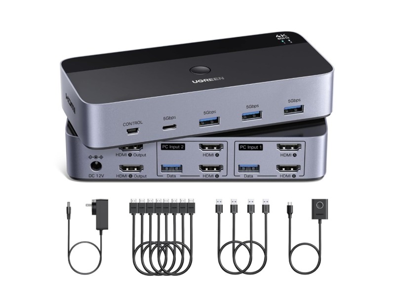 UGREEN 2 MONITOR 2 COMPUTER HDMI KVM SWITCH AK500(85719)