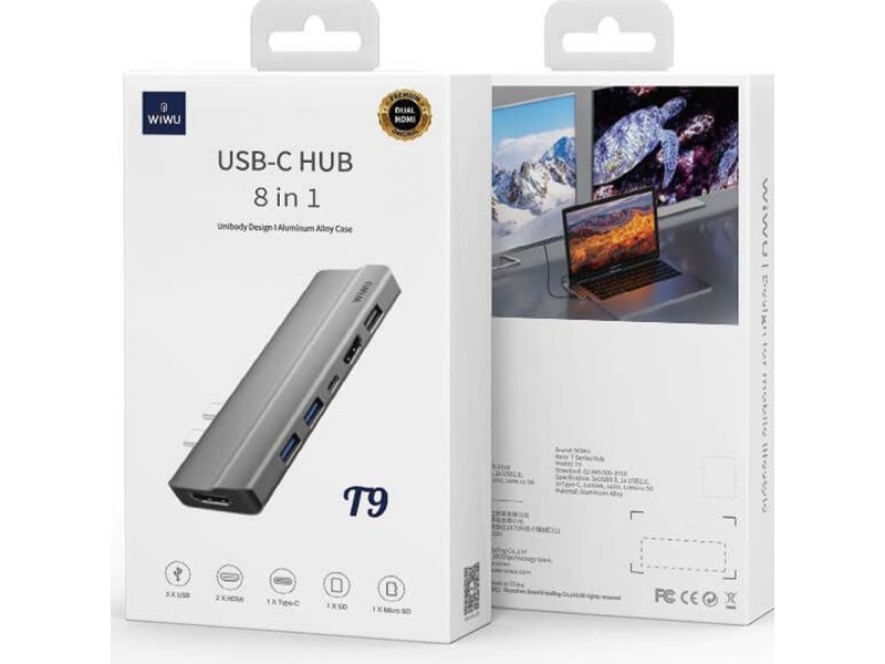 Wiwu T9 USB Type C 8 in 1 Hub 
