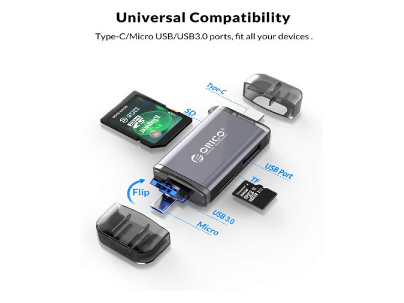 ORICO 3CR61 USB 3.0 6 IN 1 BLACK CARD READER
