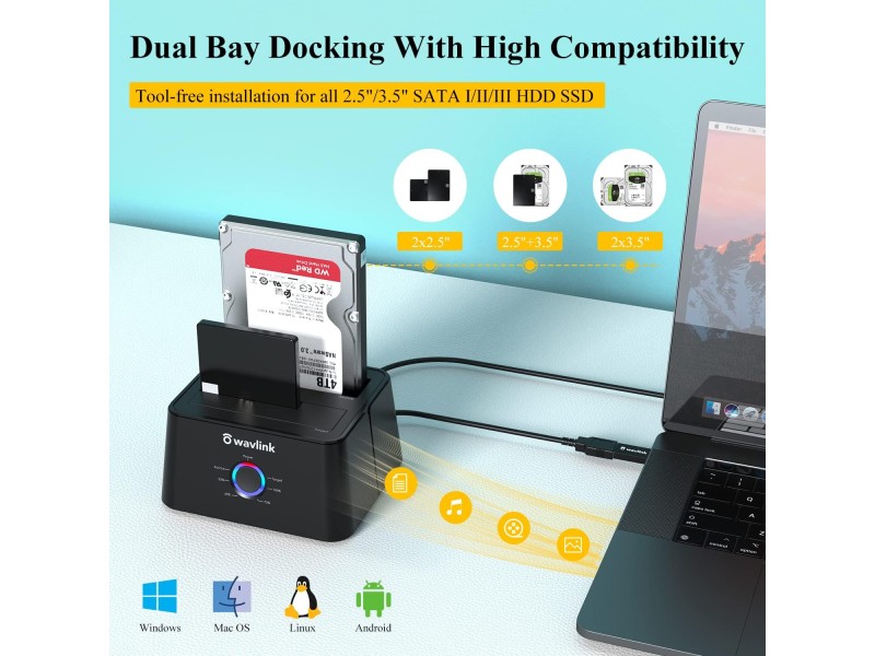 WAVLINK USB 3.0 DUAL BAY DOCKING STATION (WL-ST334UA)