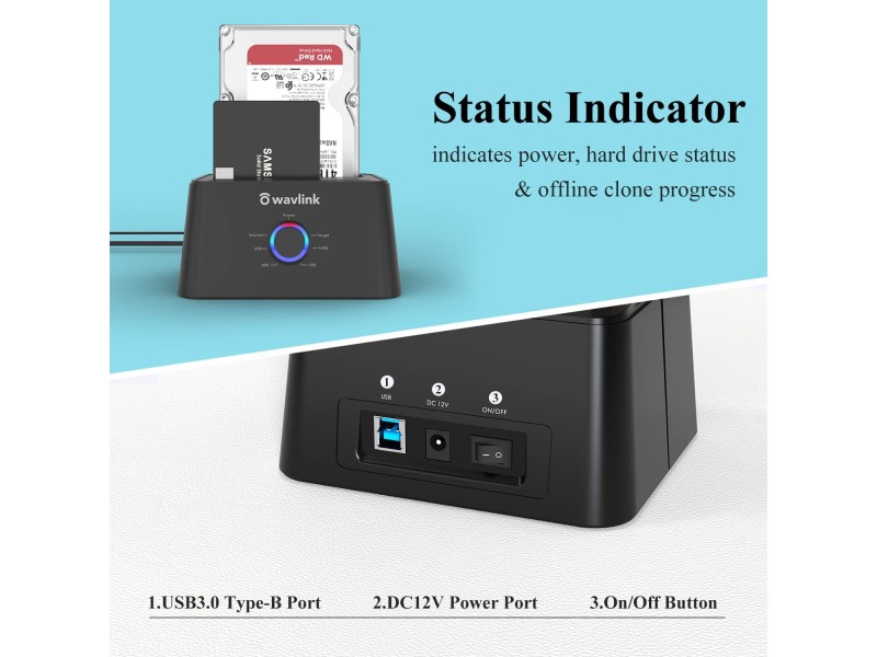 WAVLINK USB 3.0 DUAL BAY DOCKING STATION (WL-ST334UA)