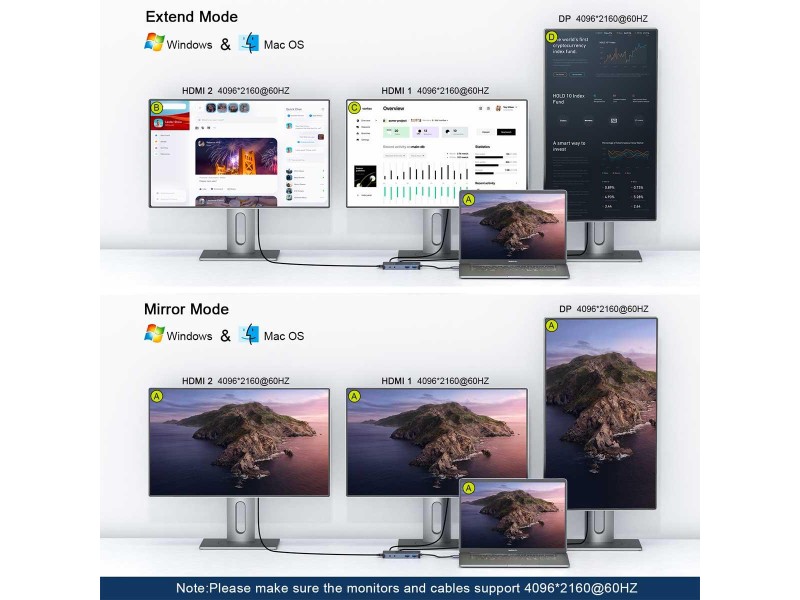 QGEEM GIQ 11-IN-1 4K USB-C DISPLAY LINK DOCKING STATION (D6906P)