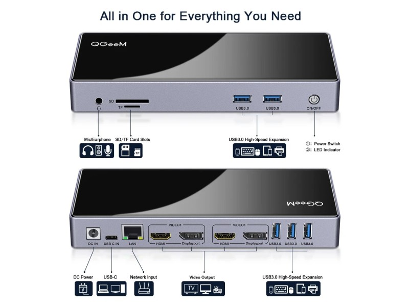 QGEEM 15-IN-1 USB 3.0 DOCKING STATION-5K