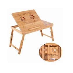 BAMBOO DUAL FAN ADJUSTABLE LAPTOP COOLER TABLE DESK