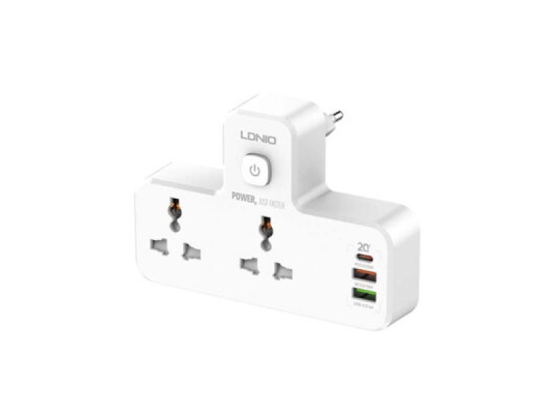 LDNIO Power Strip 2 Port with 2 USB and 1 USB-C PD & QC3.0 EU