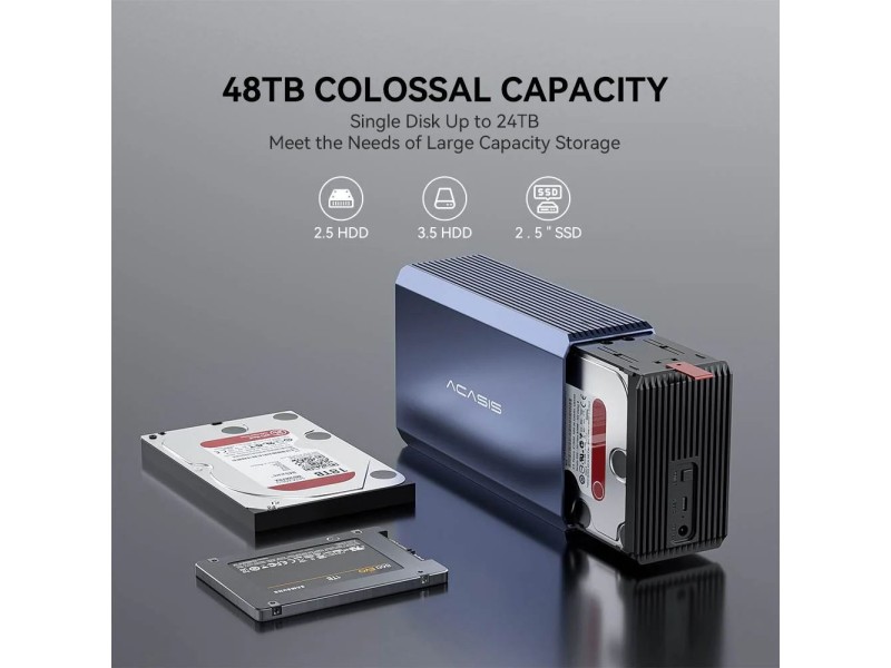 Acasis EC-7351  2 Bay External Array 2.5/3.5 Inch USB to SATA HDD RAID Case