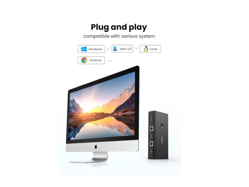 UGREEN 90478 HDMI 2 IN 1 OUT KVM SWITCH