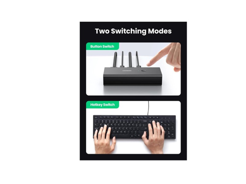 UGREEN 90478 HDMI 2 IN 1 OUT KVM SWITCH