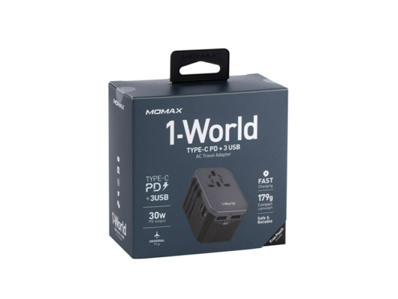 MOMEX 1- WORLD  TYPE C +3 USB UNIVERSEL TRAVEL ADAPTER 30W